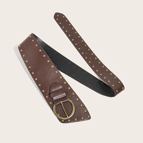 Rock Studded Genuine Leather Belts Punk Style Waist Band for Women Jeans 105cm3