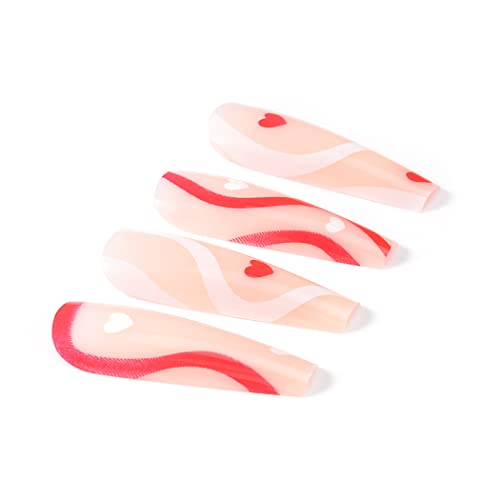 Brishow Bara Unghie finte lunghe Cuore rosso