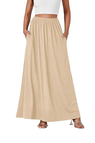 Jupe longue beige de qualité supérieure avec ourlet fluide XL