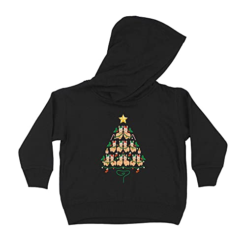Llama Christmas Tree Kids Hoodie Sweatshirt Toddler 4T Black