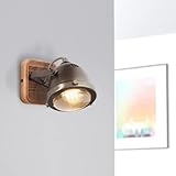 Articolo nel dettaglio: lampada da parete a LED di alta qualità: la combinazione di acciaio opaco (effetto bruciato) e la base in legno rustico conferiscono alla lampada il suo fascino particolare e garantiscono un particolare tocco in più nel vostro spazio abitativo.