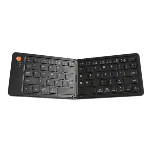 Xiniy Teclado Bluetooth Inalámbrico Plegable Mini Teclado Portátil Doble Plegable Adecuado para Computadoras Portátiles y Teléfonos Móviles Negro
