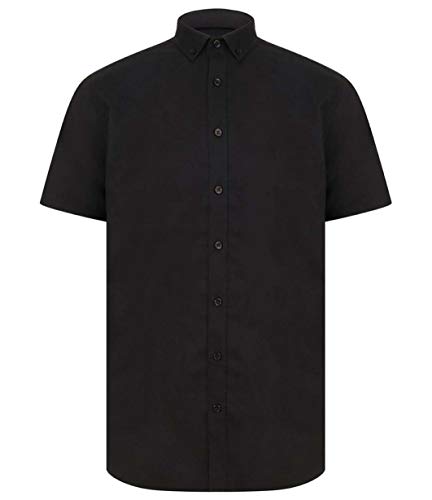 Henbury Modern Short Sleeve Regular Fit Oxford Shirt Black 3XL/R