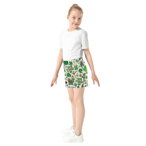 Girls Athletic Shorts Green St Shamrocks Floral Pajama Summer Comfy Cute Youth Gym Shorts Teens Clothes, X-Small4