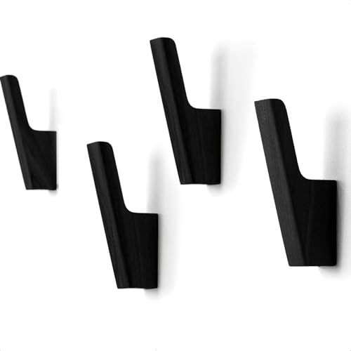 TheHrdwoodCom Wood Wall Hooks - Set of 4 - Solid