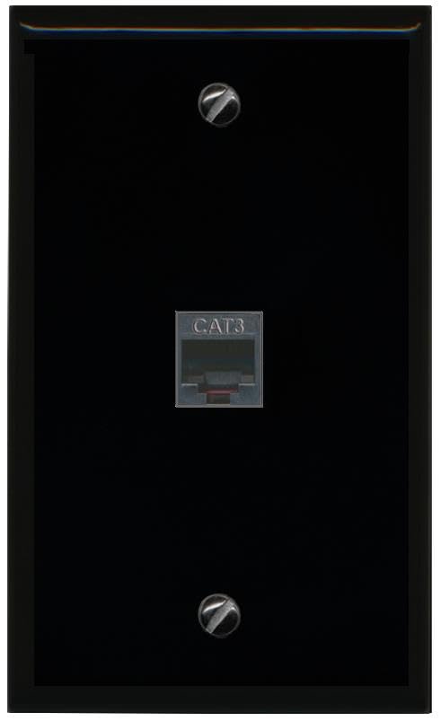 RJ11 RJ12 RiteAV plaque murale encastrable telephone 1 gang noir plat