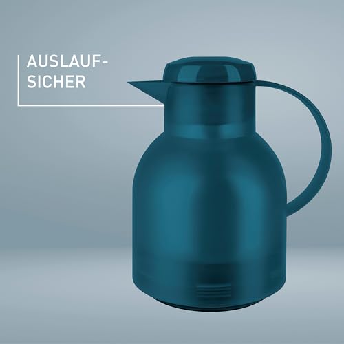 Emsa Samba Isolierkanne, 1 Liter Fassungsvermögen, Quick Press Verschluss, 100% dicht, 12h heiß und 24h kalt, mit Glaskolben… – Ansicht 2