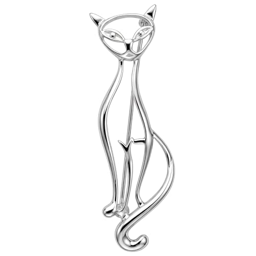 Alexander Castle 925 Sterling Silver Cat Brooch for Women -