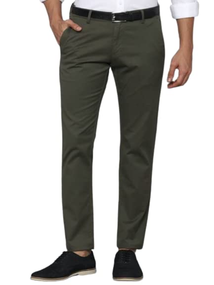 Image of VILLAIN Solid Mid-Rise Stretchable Men's Formal Trousers