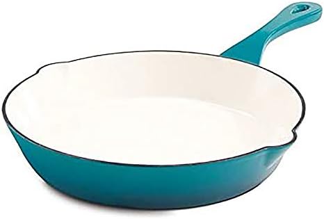Crock Pot Artisan 8in Round Enameled Cast Iron Skillet in Teal Ombre