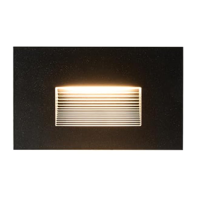 Maxxima Horizontal LED Step Light, Indoor/Outdoor Stair Light, 3 CCT Color Selectable 3000K, 4000K, 5000K, 30 Lumens, Black, 2-Pack