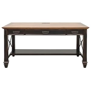 Traditional Wood Writing Desk with Drawers in Black