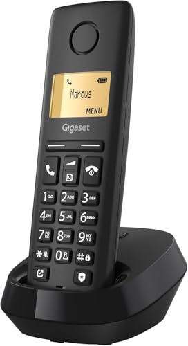 Gigaset Pure 120 - téléphone sans Fil avec Protection d'appel et ECO DECT - écran rétro-éclairé - Compatible avec Les Aides auditives, Noir Anthracite...