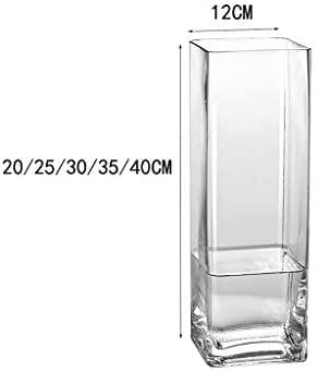Vases pour Fleurs Vase Haut Carré, Vase en Verre Transparent Grand Vase Bouquet Vase Décoratif Soufflé À La Main, Adapté À L'Hôtel, Fête, Maison, Décoration 20/25/30/35/40CM,Clair,12 * 12 * 35CM