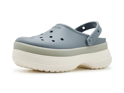 Crocs Unisex-Adult Classic Stacked Clogs Platform Sneakers for Women and Men Frosted Concrete 5 Women/3 Men