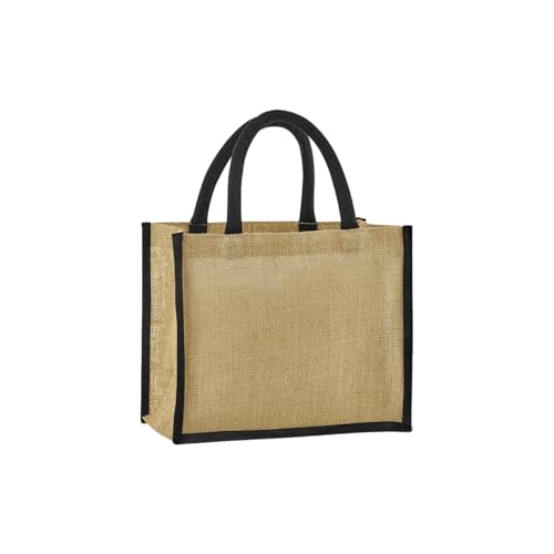 Westford Mill Starched Jute Midi Tote Bag (One Size) (Natural/Black)