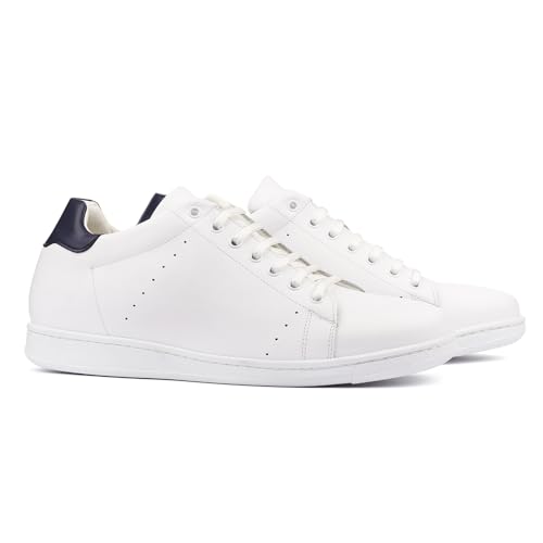MASALTOS Zapatos de Hombre con Alzas Que Aumentan Altura hasta 7 cm. Fabricados en Piel. Modelo Parma (Blanco, 42)