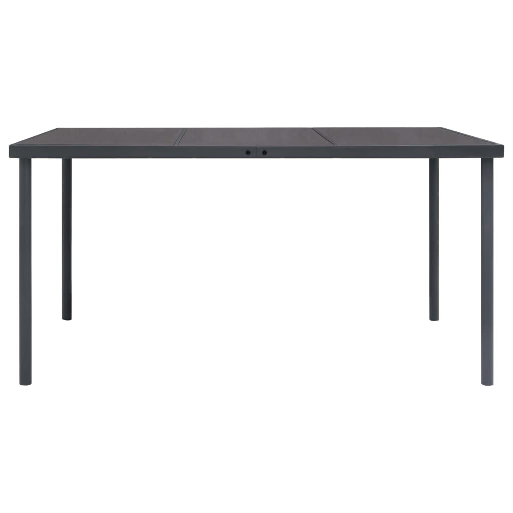 Tavolo da Giardino Antracite in Acciaio e Vetro 150x90x74 cm | Arredo elegante per cene all'aperto in terrazzo o veranda, con ripiano spazioso e facile da pulire per sei persone.