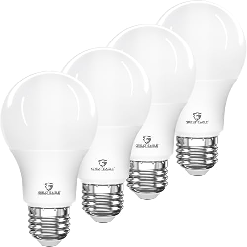Great Eagle A19 LED Light Bulbs 60 Watt Equivalent - UL Listed - Warm White 2700K LED Light Bulbs, 9W Non-Dimmable, 800 Lumens (4 Pack)