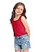 WRYGRTA Girls Tank Tops Sleeveless Shirts Basic Square Neck Tees Summer Casual Top for Kids Red 9-10 Years