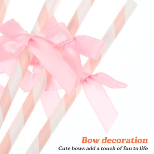 Didiseaon 60 pitillos de papel rosa para fiestas miniatura 7