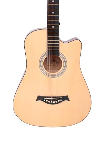 Image of Revel 38 Inch Glossy Acoustic Guitar for Beginners and Professionals with Signature Guitar Feel, Westwood Guitar Style Set with Picks. (NATURAL)