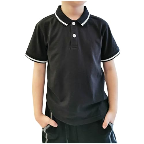 Boys' School Uniform T Shirts Short Sleeve Button Up Polo Shirt V Neck Breathable Comfortable Basic Tee Shirt Tops