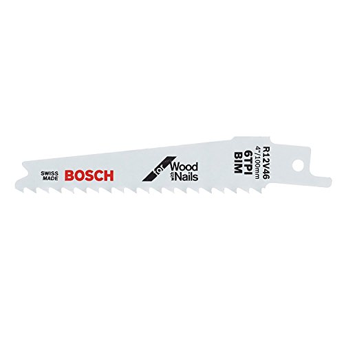 Bosch R12V46 5-Piece 4 In. 6 TPI Wood with Nails Reciprocating Saw Blades