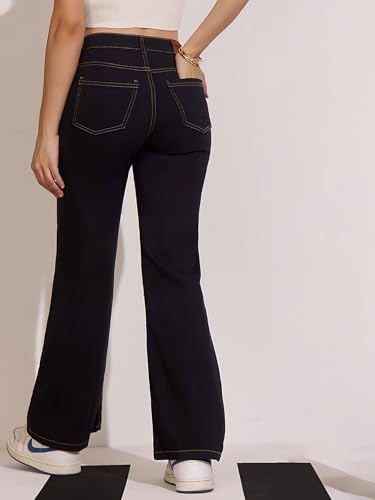 Image of Dolce Crudo Boot Cut High Rise Cropped Jeans for Women