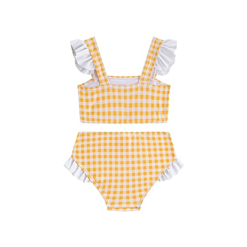 Image of LIZENS Girls Plaid Swimwear Two Piece Trim Swimsuit 2-12 Toddler Beach Bathing Suit for Kids