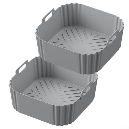 2 forros de silicona antiadherentes resistentes al calor para COSORI 5 5L 6 2L 180 NA230 diseñados para promover el flujo de aire y cocinar uniformemente (gris)