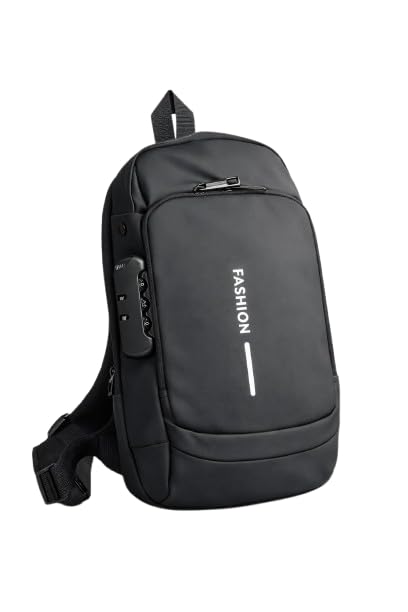 Fashionsutra Anti-Theft Sling Bag for Men with Number Lock, USB Charging Port, Water-Resistant Crossbody Backpack, Black-picture-26