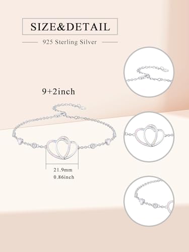 Image of WINNICACA 925 Sterling Silver Anklets for Women Adjustable Beaded Butterfly Opal Anklet Bracelet Foot Chains Jewelry Gifts for Women Beach Birthday Christmas Gift