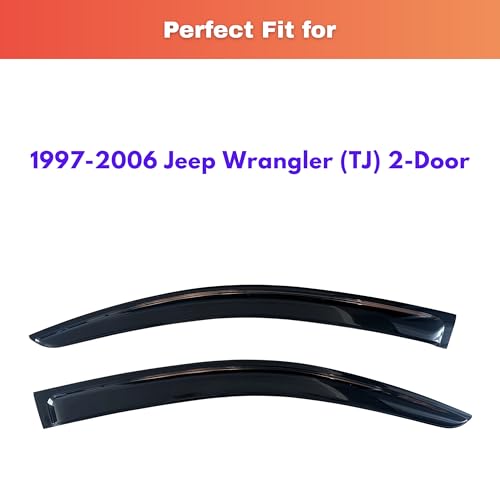 Image of KPY Rain Guards Fit for 1997-2006 Jeep Wrangler (TJ) 2-Door, Out-Channel Window Visors Vent Wind Deflectors 2PC, Car Accessories for 97-06 Wrangler (TJ) 2-Door