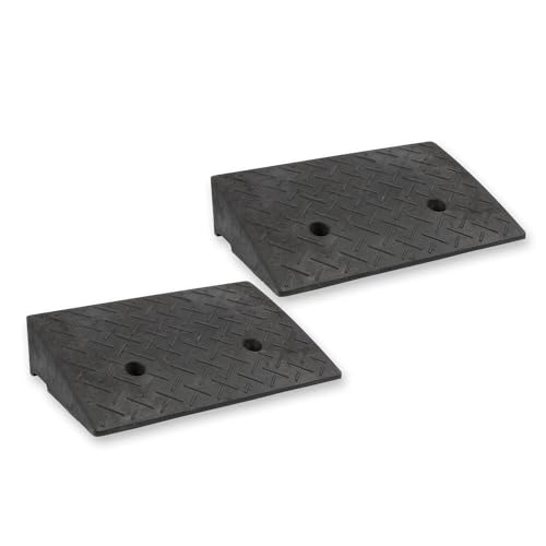 Coopers of Stortford - Set of Two Rubber Kerb Ramps for Wheelie Bins, Bikes and Wheelbarrows - Heavy Duty Access Ramps with Textured Slip Resistant Surface