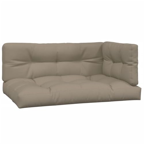Image of Outdoor Patio Sofa Taupe 14.3 x 20.6 x 10.7 in Solid Acacia Wood Sectional Couch with Soft Cushions Modern Slatted Design for Garden Balcony Poolside