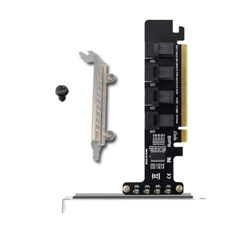 PCIE X16 to 4 Port U.2 NVME SFF-8643 SFF-8639 Expansion Card Accessory