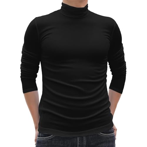 Turtleneck Men Casual Long Sleeve Turtle Neck Tops Men's Slim Fit Basic T-Shirt