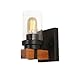 Anmytek Wall Lamp Wooden Wall Light Wall Sconce Fixture with Bubble Glass Shade (One Light)