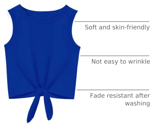 Image of Girls Crop Tops Summer Tie Knot T Shirt Short Sleeve Shirts Tee Tank Top Size 5-14 Years