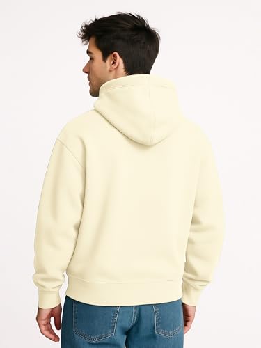 Image of Maniac Mens Solid Fleece Hooded Full Sleeve Sweatshirt Half Zip