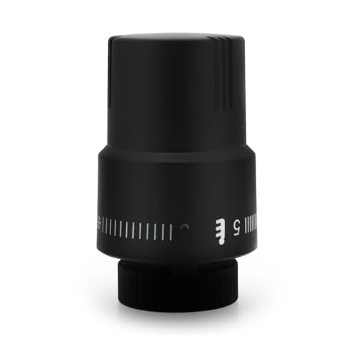 VANCOCO Thermostatkopf Heizkörperventil M30×1,5 mm, Vollmatteschwarz, Flüssig-Fühler, Frostschutzstellung