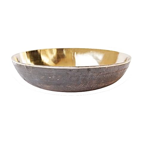 De Kulture Handmade Bronze Kansa Bowl for Biryani, Ramen, Noodle, Macaroni, Spaghetti and Pasta, Ideal for Serving & Dining Table Decoration, 7.5" x 2.25" (DH) Inches Cover