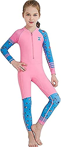 Image of Youth Girls Boys One Piece Water Sports Sun Protection Rash Guard UPF 50+ Long Sleeves Full Suit Swimsuit Wetsuit Swimwear