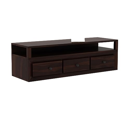 Image of Solid Sheesham Wood TV Unit with 3 Drawers and 1 Shelf - Storage Solution for up to 55-inch TV in Your Living Room(Ashton, Walnut Finish)