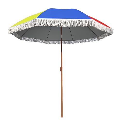 Sombrilla de playa con flecos de 185 cm e inclinación ajustable para tu jardín