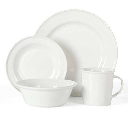 Martha-Stewart-Cliffield-High-Fired-16-Piece-Porcelain-Chip-and-Scratch-Resistant-Plates-Bowls-and-Mugs-Dinnerware-Set-Service-for-4-White Martha Stewart Cliffield High Fired 16 Piece Porcelain Chip and Scratch Resistant Plates Bowls and Mugs Dinnerware Set Service for 4 White