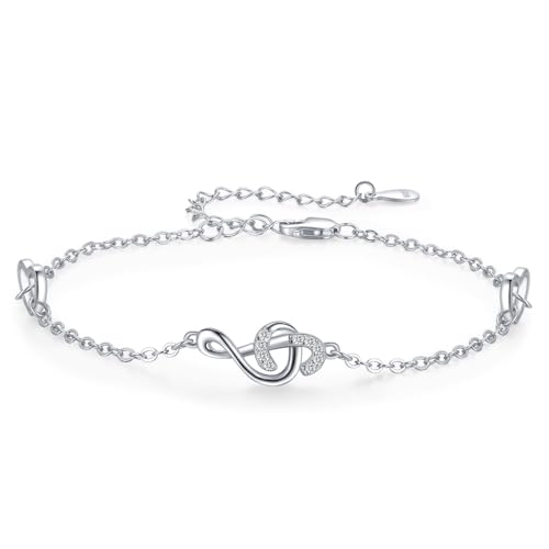 Tobillera de plata 925 musical ajustable para regalo mujer