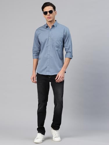 Image of Majestic Man Men's Cotton Slim Fit Solid Casual Shirt