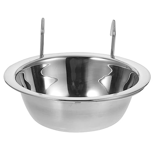 BESTonZON Stainless Steel Bird Bowl with Hook Hanging Bird Feeder for Cage Stable Design Tipping for Parakeets Cockatiels and Other Pet Birds Convenient Feeding